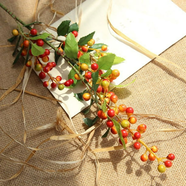 57cm Christmas Red Berry Holly Branch Pine Cone Artificial Flower Xmas Decor NEW 